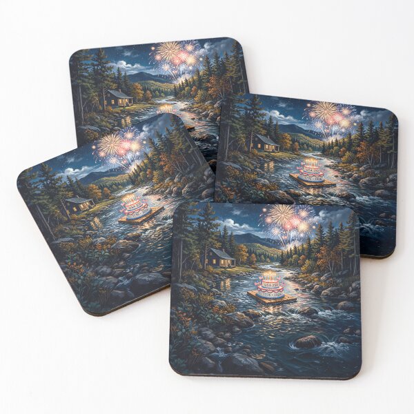Item preview, USA 250 Anniversary Cake On Mountain Stream designed and sold by Home Decor Art.