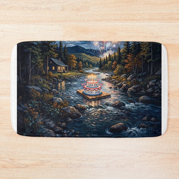 Item preview, USA 250 Anniversary Cake On Mountain Stream designed and sold by Home Decor Art.