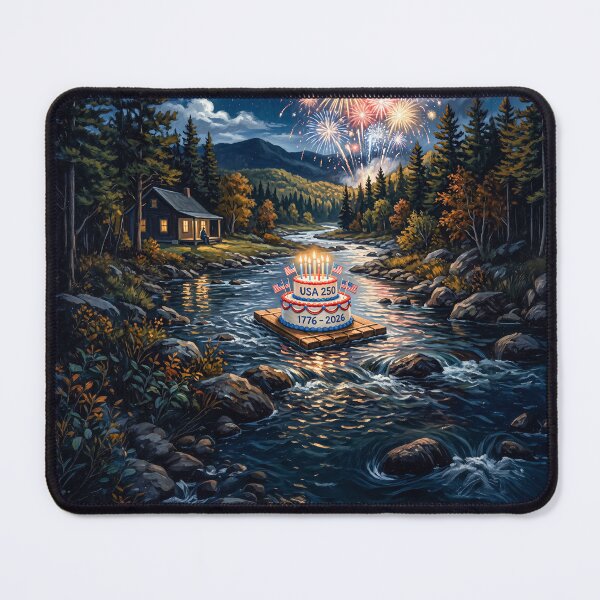 Item preview, USA 250 Anniversary Cake On Mountain Stream designed and sold by Home Decor Art.