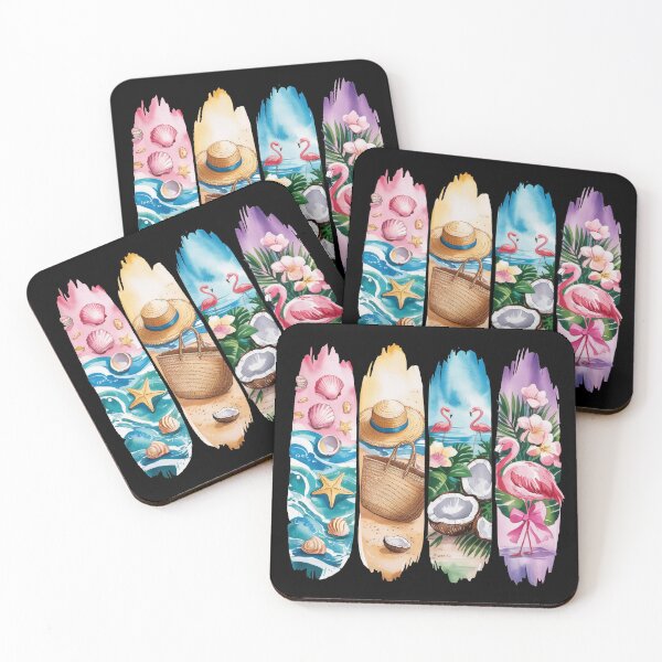 Item preview, Tropical Beach Collage With Flamingos And Shells designed and sold by dombursaidpos.
