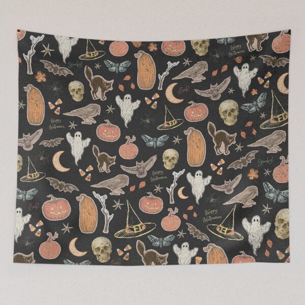 Item preview, Happy Halloween Vintage Primitive All Hallow's Eve Collage designed and sold by GhostlyWorld.