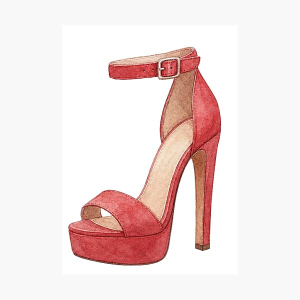Item preview, Red Watercolor High Heel Sandals Chic Fashion Illustration designed and sold by FernLiz.