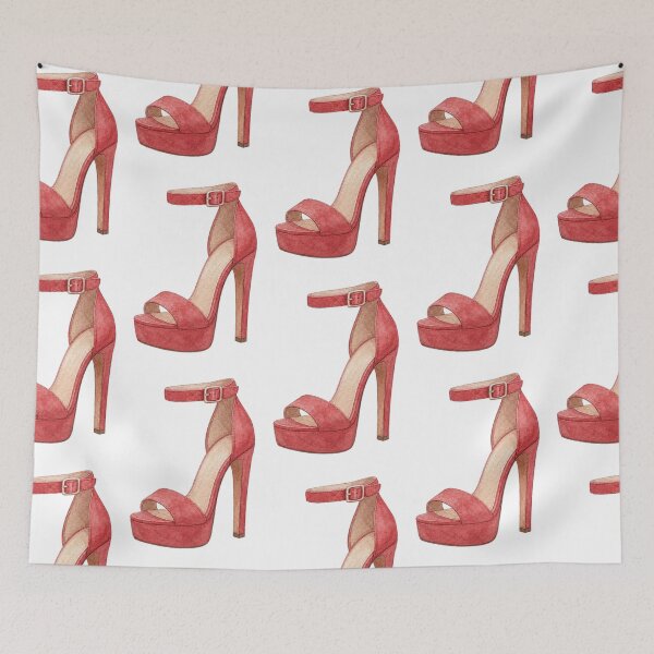 Item preview, Red Watercolor High Heel Sandals Chic Fashion Illustration designed and sold by FernLiz.