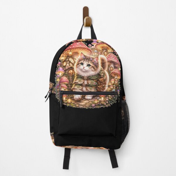 Item preview, Whimsical Cat in Mushroom Village designed and sold by Moody Vibes Studio.