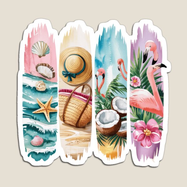 Item preview, Pastel Beach Panels With Flamingos And Palms designed and sold by dombursaidpos.