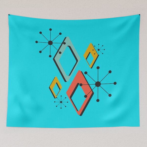 Item preview, Abstract retro geometric diamonds with starburst shapes designed and sold by Rue Design Company.