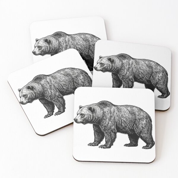 Item preview, Realistic high detail black and white grizzly bear designed and sold by Minimalisticaly.