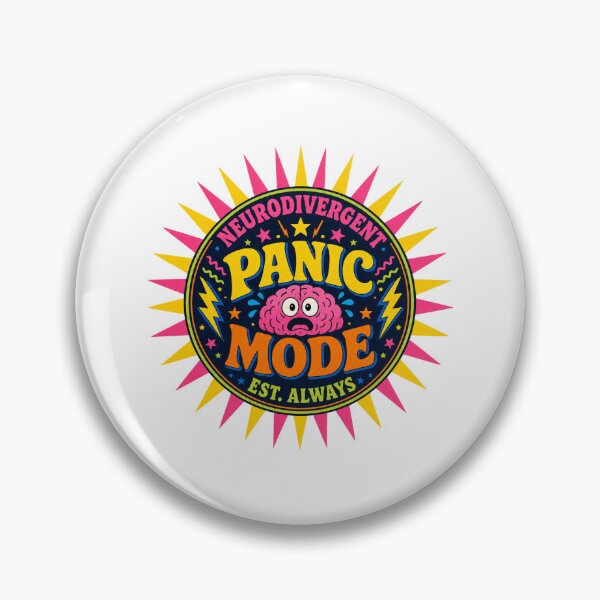 Item preview, Neurodivergent Panic Retro Sunburst Badge ADHD Humor t-shirt designed and sold by Mosidrip.