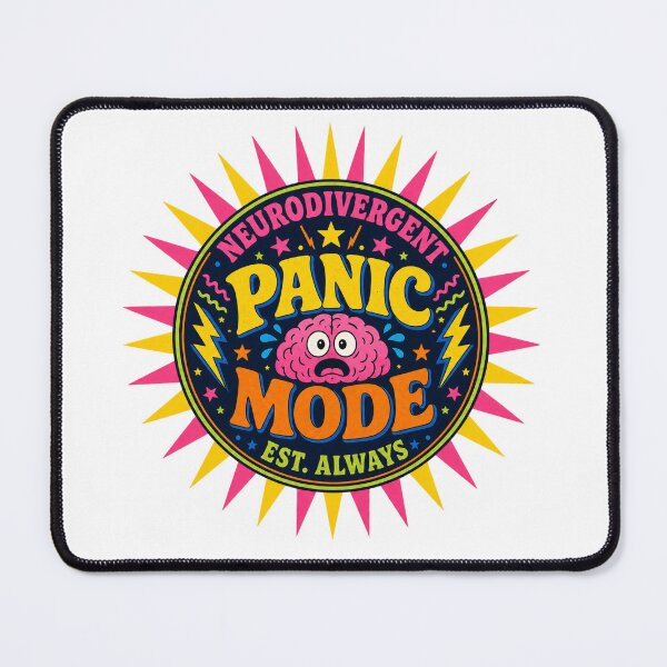 Item preview, Neurodivergent Panic Retro Sunburst Badge ADHD Humor t-shirt designed and sold by Mosidrip.