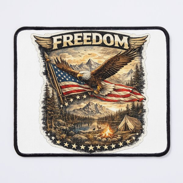 Item preview, Freedom Never Sleeps | Vintage Bald Eagle USA Flag Mountain Camping Shirt | American Outdoor Adventure Graphic designed and sold by littlestore.