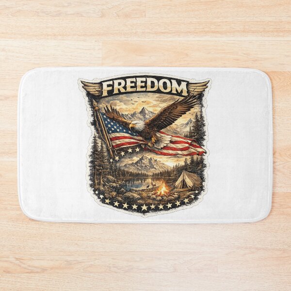 Item preview, Freedom Never Sleeps | Vintage Bald Eagle USA Flag Mountain Camping Shirt | American Outdoor Adventure Graphic designed and sold by littlestore.