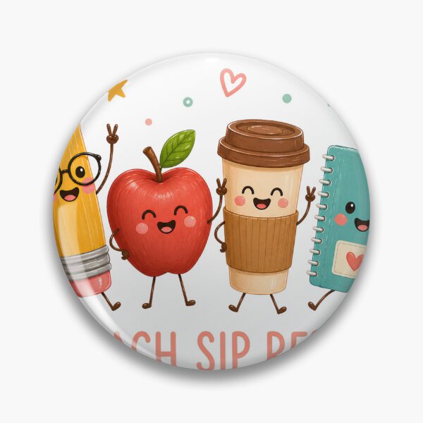 Item preview, Teach Sip Repeat Funny Kawaii Teacher Characters Back To School Design designed and sold by VGAfanatic.