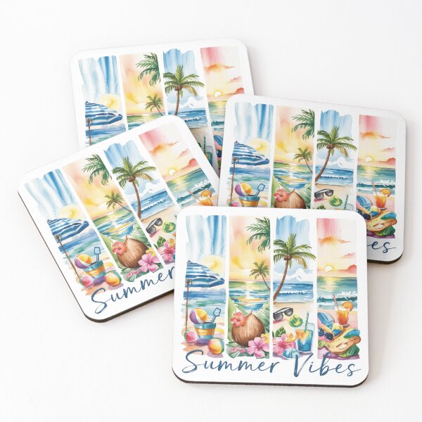 Item preview, Tropical Beach Scene With Palm And Cocktails designed and sold by dombursaidpos.