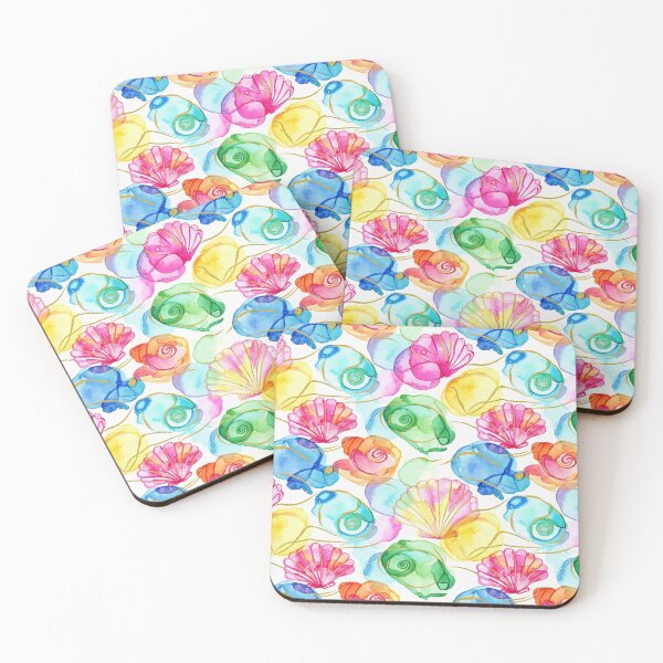 Item preview, Watercolor Treasures: Vibrant Shells with Gold Lines designed and sold by LiveLearnCreate.