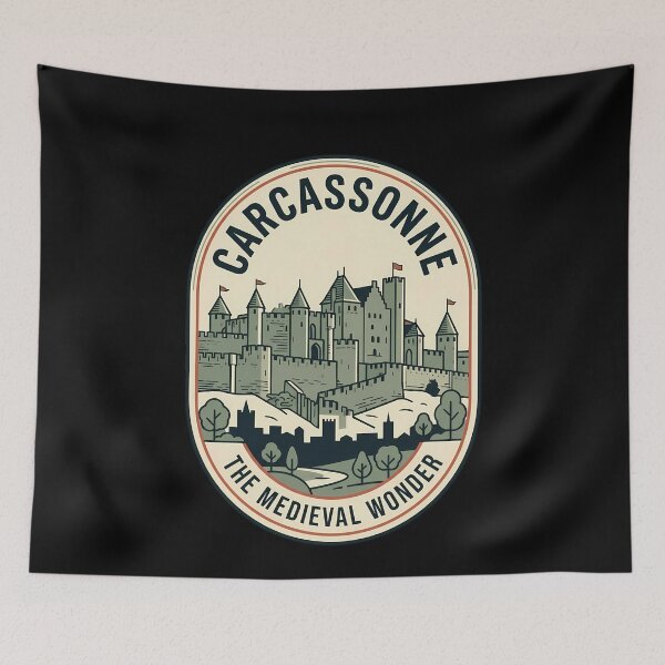 Item preview, Carcassonne Medieval Wonder Vintage Travel Emblem designed and sold by k3rstman1.