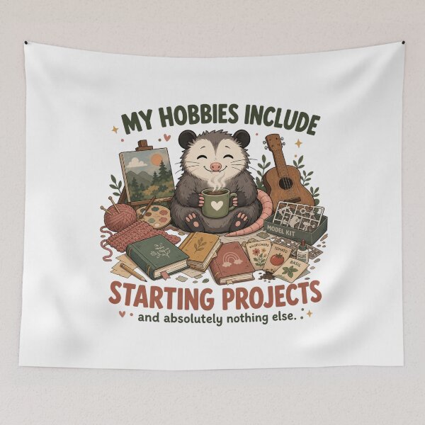 Item preview, My Project Hobbies Opossum Character ADHD Humor t-shirt designed and sold by Mosidrip.