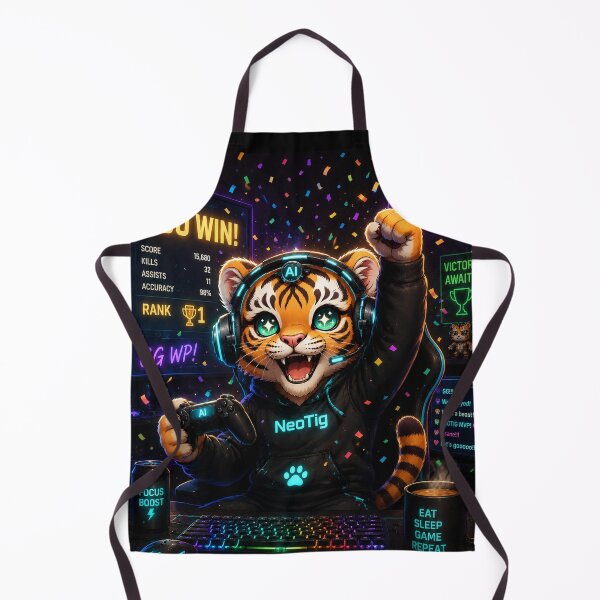 Item preview, Kawaii Gaming Tiger NeoTig Victory Champion AI Esports Mascot designed and sold by NeoTigLuna.