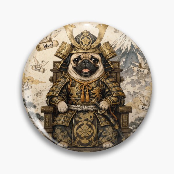 Item preview, Pug Samurai Daimyo | Vintage Japanese Ukiyo-e Art | Buddha Warrior Dog designed and sold by Natalia-Vlad.