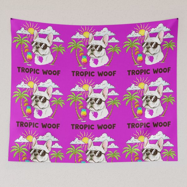 Item preview,  Tropic Woof – Cool French Bulldog With Sunglasses Tropical Beach Cartoon Art designed and sold by NewGen-For-You.