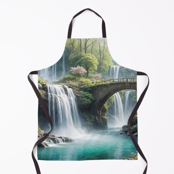Item preview, Spring Waterfall Garden Bridge | Floral Nature Scene designed and sold by Patricia Johnston.