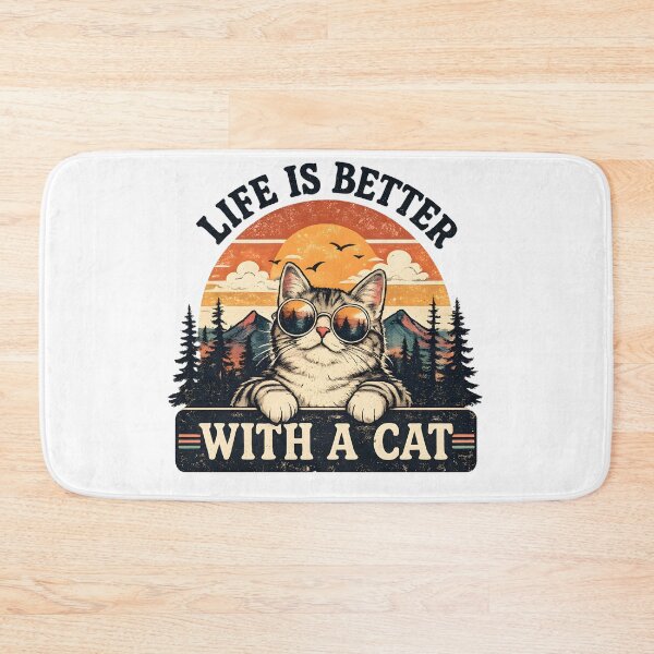 Item preview, Life Is Better With A Cat Vintage Retro Cat | Funny Cat Lover Sunset Graphic designed and sold by CutPawStudio.