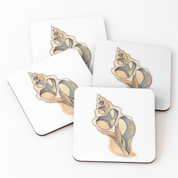 Item preview, Costal Fox Conch Shell Watercolor Illustration on Orange designed and sold by Imagine Bee Studio.