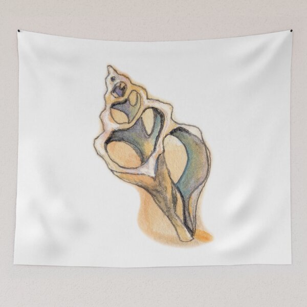 Item preview, Costal Fox Conch Shell Watercolor Illustration on Orange designed and sold by Imagine Bee Studio.