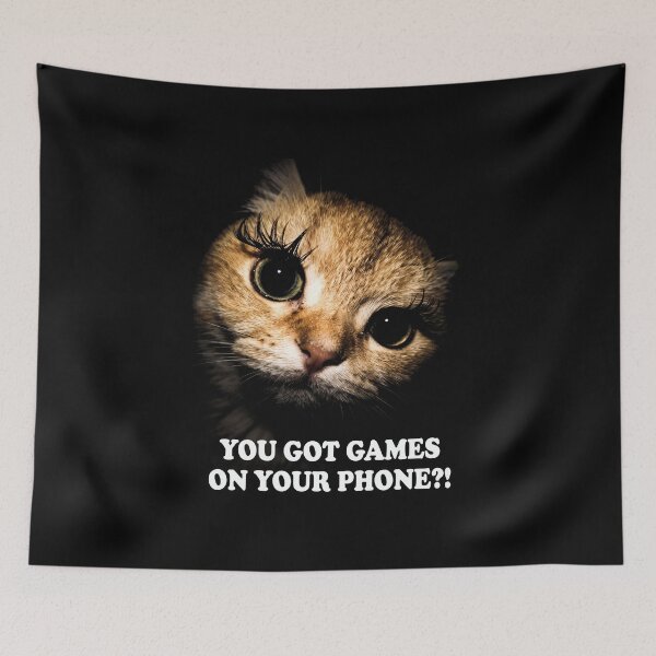 Item preview, You Got Games On Your Phone Funny Cat Retro Meme designed and sold by Off-Road-Zone.