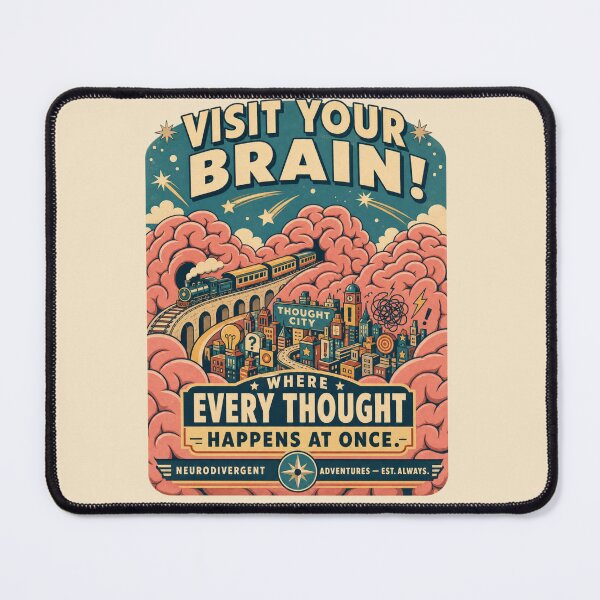 Item preview, Neurodivergent Panic Retro Travel Poster ADHD Humor t-shirt designed and sold by Mosidrip.