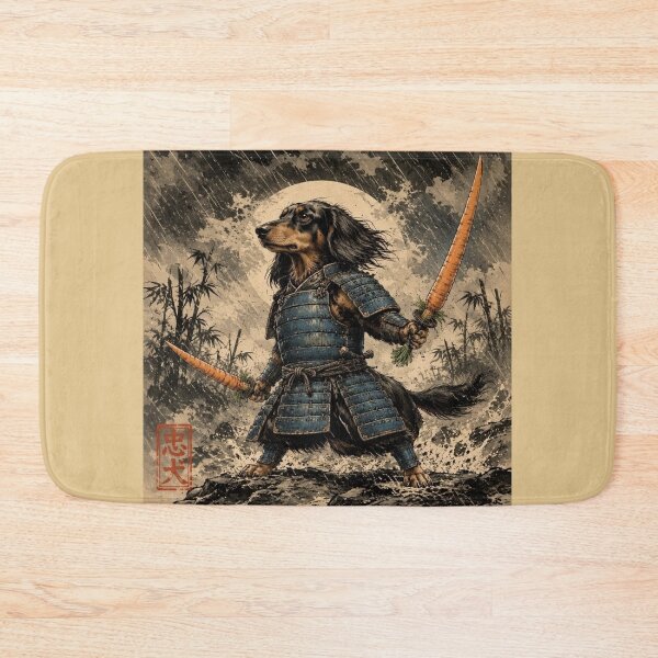 Item preview, Samurai Dachshund Ronin | Carrot Swords | Ukiyo-e Art in the Rain designed and sold by Natalia-Vlad.