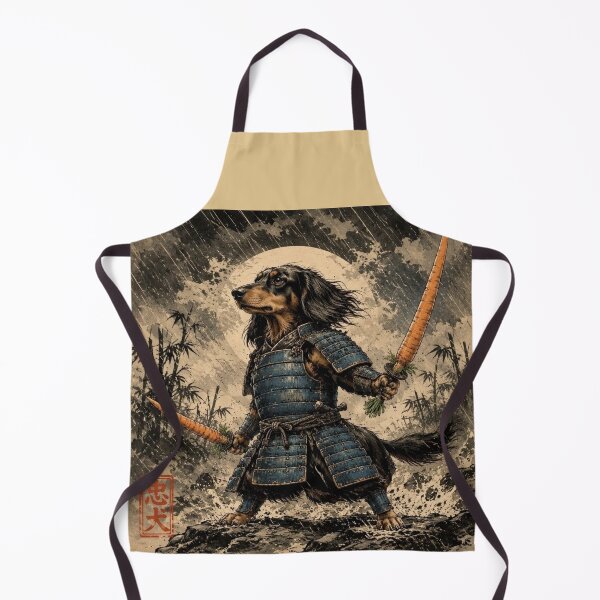 Item preview, Samurai Dachshund Ronin | Carrot Swords | Ukiyo-e Art in the Rain designed and sold by Natalia-Vlad.