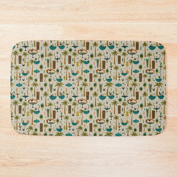 Item preview, Atomic Tiki Siamese Cats Paradise Mid Century Pattern Delight designed and sold by Retroaugogo.