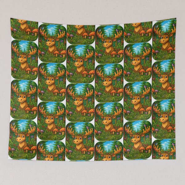 Item preview, Funny Forest Moose | Whimsical Woodland Nature Art designed and sold by Clothes With Smiling Animals Walt Gral.