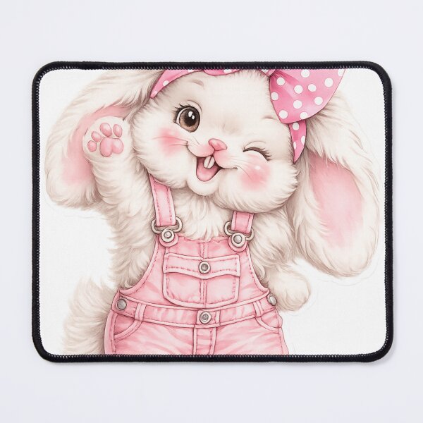 Item preview, Cute Bunny Pink Overalls Clipart designed and sold by ⭐ AURA STUDIO.