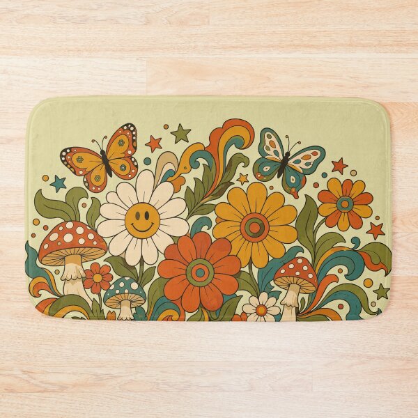 Item preview, Retro 70s Boho Hippie Groovy Floral Mushroom & Butterfly Art designed and sold by Far Out Goods.