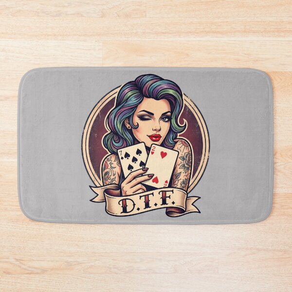 Item preview, AltGirl Poker Player Holding 7 2 Cards DTF Tattoo Design Texas Hold Em designed and sold by ThreadRiotTees.