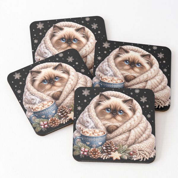 Item preview, Cozy Winter Cat With Hot Chocolate designed and sold by Luna's World - Moody Vibes Studio.