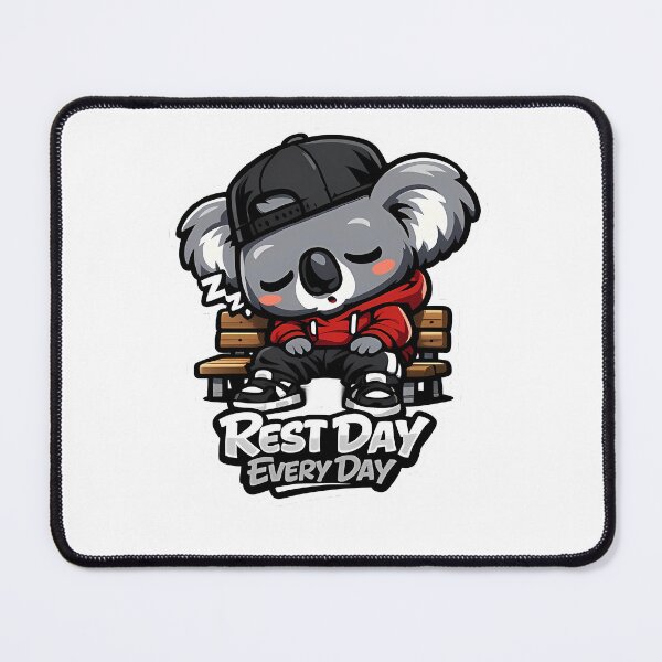 Item preview, Rest Day Every Day Koala – Sleepy Gym Cartoon Mascot Sticker designed and sold by Aesthicer.