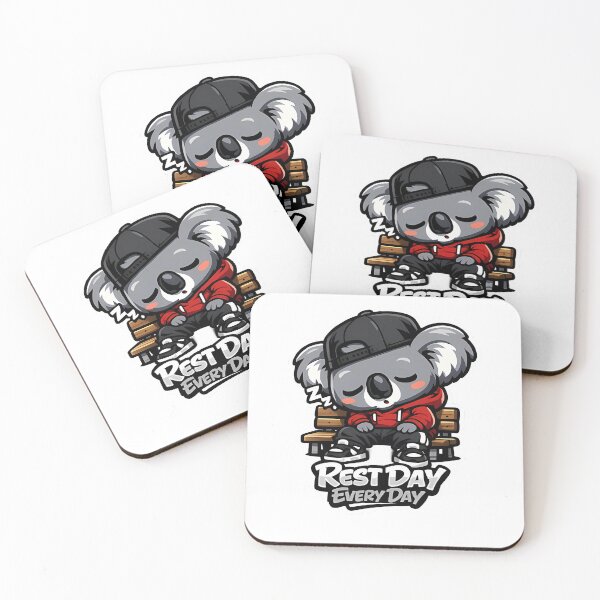 Item preview, Rest Day Every Day Koala – Sleepy Gym Cartoon Mascot Sticker designed and sold by Aesthicer.