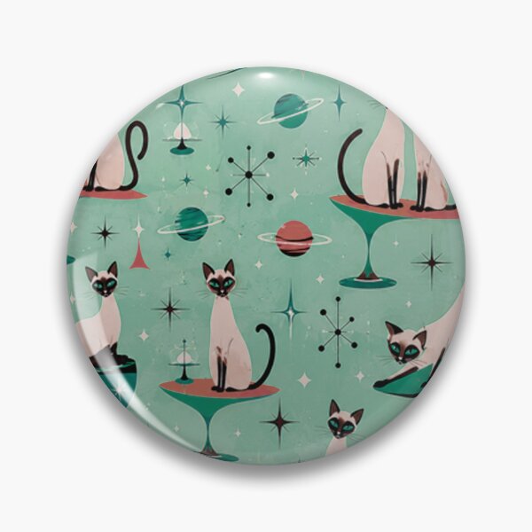 Item preview, Atomic Siamese Cats In Space Mid Century Pattern Paradise designed and sold by Retroaugogo.