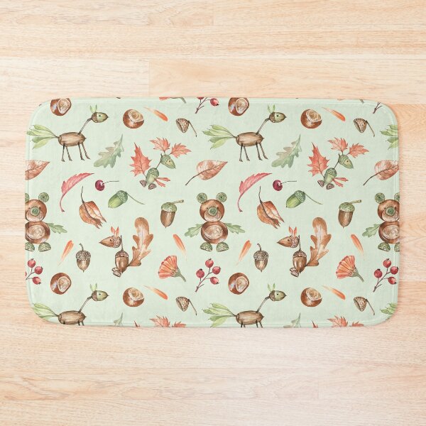 Item preview, Cute Autumn Animals Pattern on Light Green designed and sold by Flowersforbear.