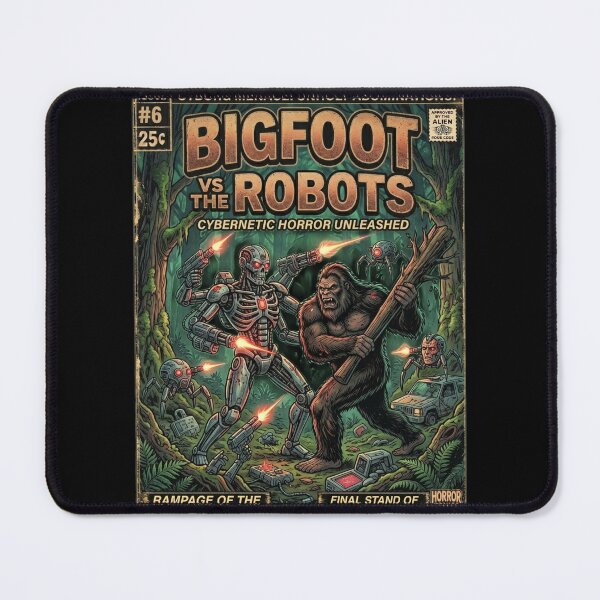 Item preview, Bigfoot vs The Robots – Issue #6 Retro Sci-Fi Horror Comic Cover designed and sold by redsharkuk.