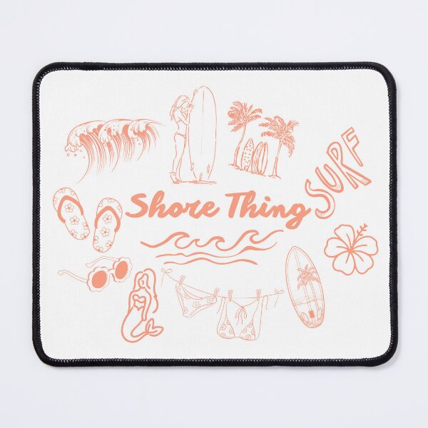 Item preview, Coral Shore Thing Surfing Beach Monochrome Doodles Sketches designed and sold by JaymeOctober.