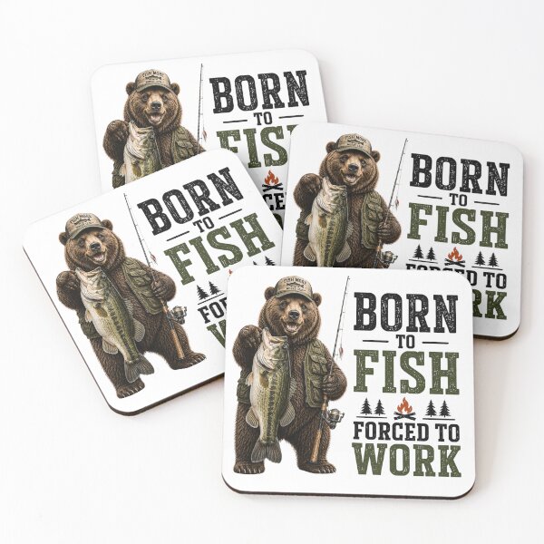 Item preview, Born To Fish Forced To Work | Funny Bear Fishing Graphic designed and sold by HippyRikky.