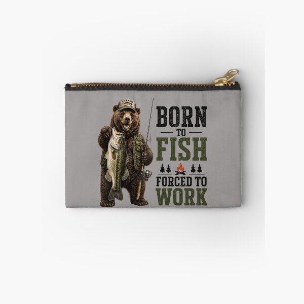 Item preview, Born To Fish Forced To Work | Funny Bear Fishing Graphic designed and sold by HippyRikky.