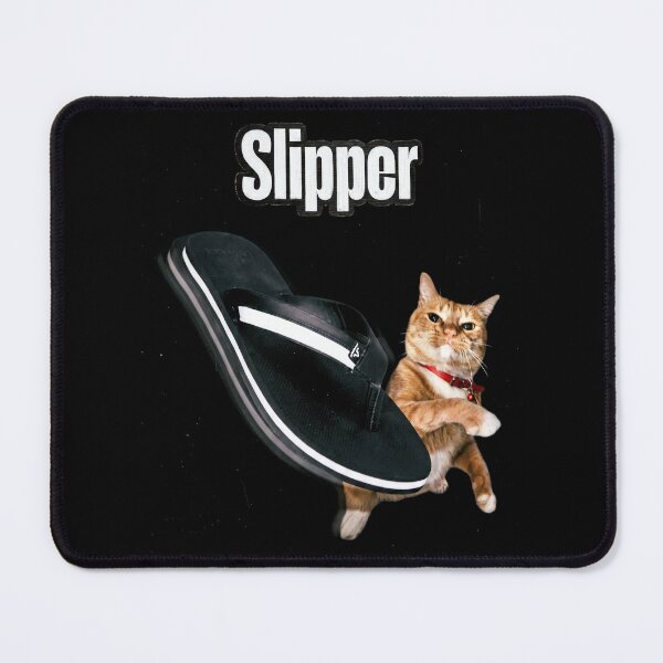 Item preview, Slipper Funny Orange Cat Meme Flying Flip Flop [Black Shirt Only] designed and sold by Off-Road-Zone.