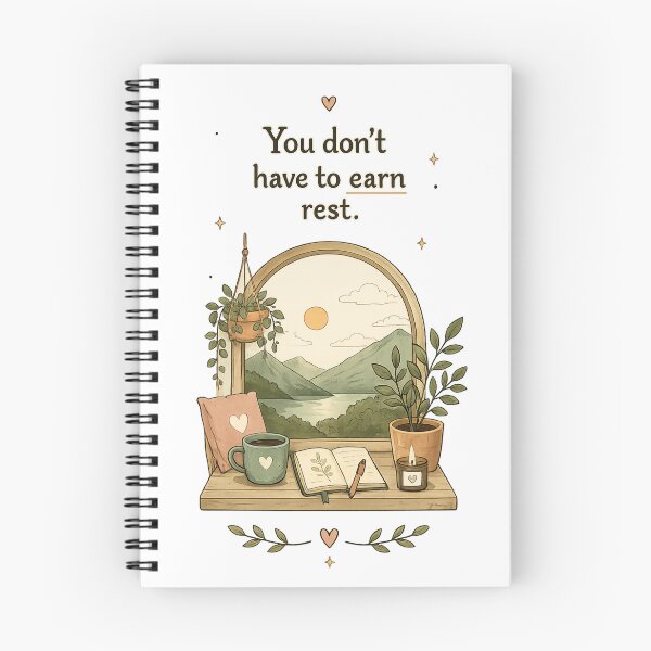 Item preview, You Don't Have to Earn Rest Sticker | Self Care Quote | Cozy Mental Wellness Illustratio designed and sold by LittleJoyStudio.Art.