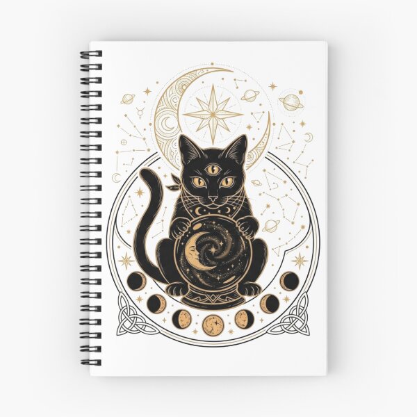 Item preview, Three-Eyed Black Cat Crystal Ball T-Shirt - Mystical Celestial Witchy Art designed and sold by YourWearPulse.