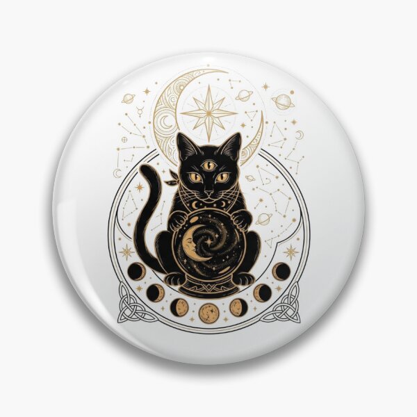 Item preview, Three-Eyed Black Cat Crystal Ball T-Shirt - Mystical Celestial Witchy Art designed and sold by YourWearPulse.