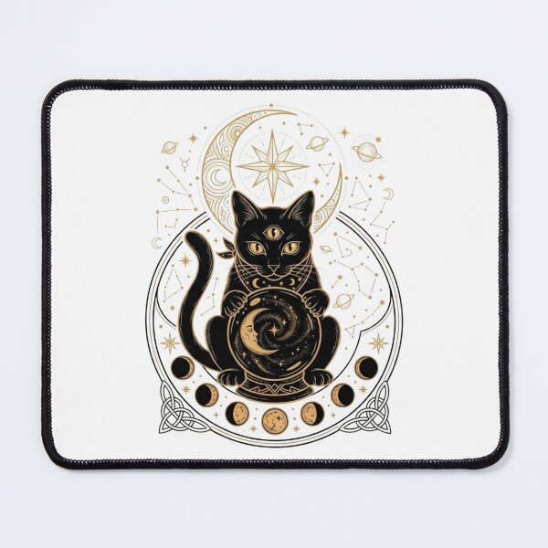 Item preview, Three-Eyed Black Cat Crystal Ball T-Shirt - Mystical Celestial Witchy Art designed and sold by YourWearPulse.